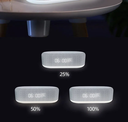 Alarm Clock Wireless Chargers Pad Phone Bedroom Lamp Night Light Desk Thermometer For iPhone 17 16 15 14 13 Fast Charging Dock