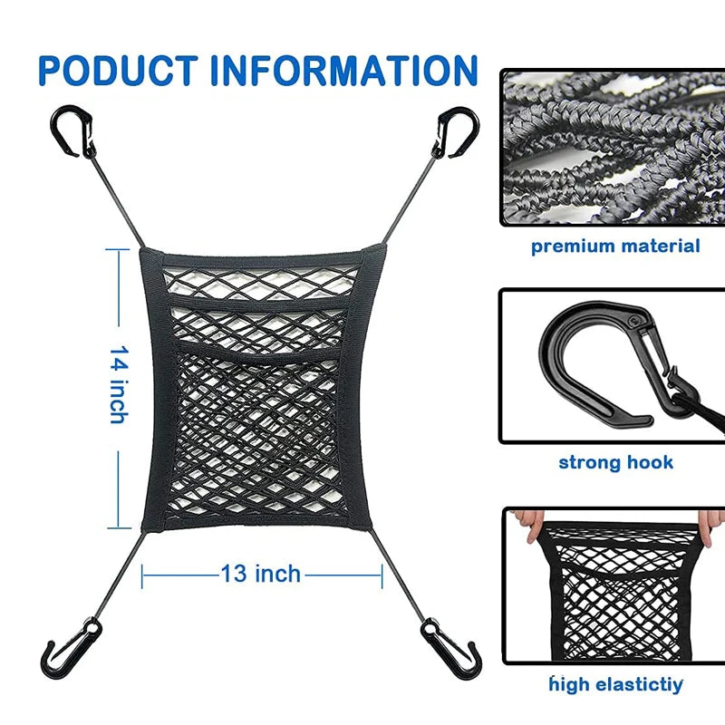 Car Seat Gap Storage Net Bag – Elastic Mesh Organiser & Pet Barrier