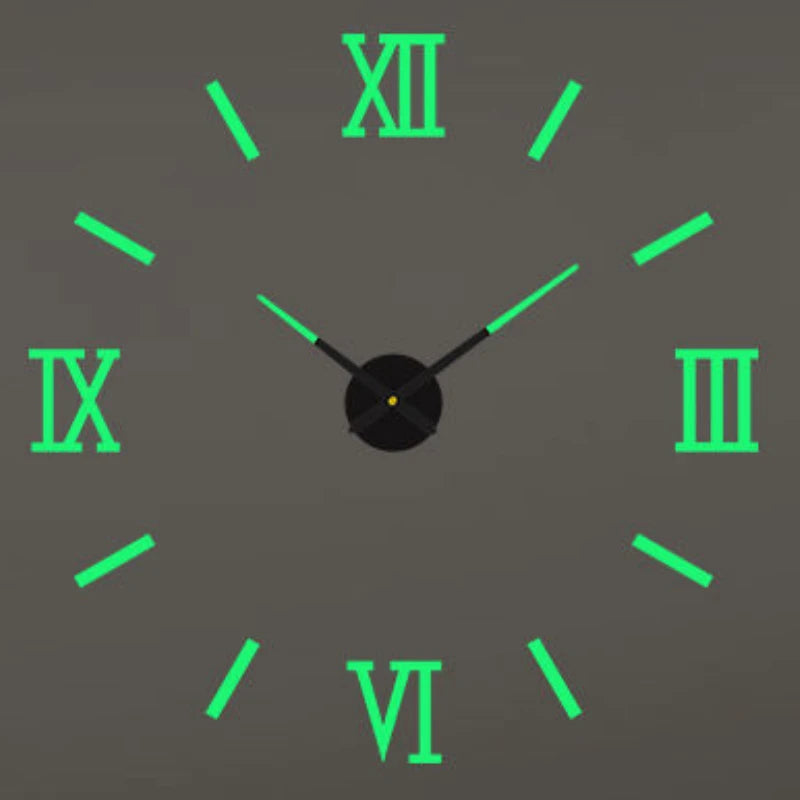 Large Roman Numeral Acrylic Mirror Wall Clock – DIY 3D Sticker