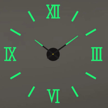 Large Roman Numeral Acrylic Mirror Wall Clock – DIY 3D Sticker
