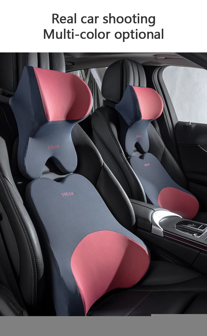 3D Memory Foam Car Headrest & Lumbar Support Pillow