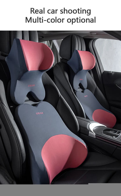 3D Memory Foam Car Headrest & Lumbar Support Pillow