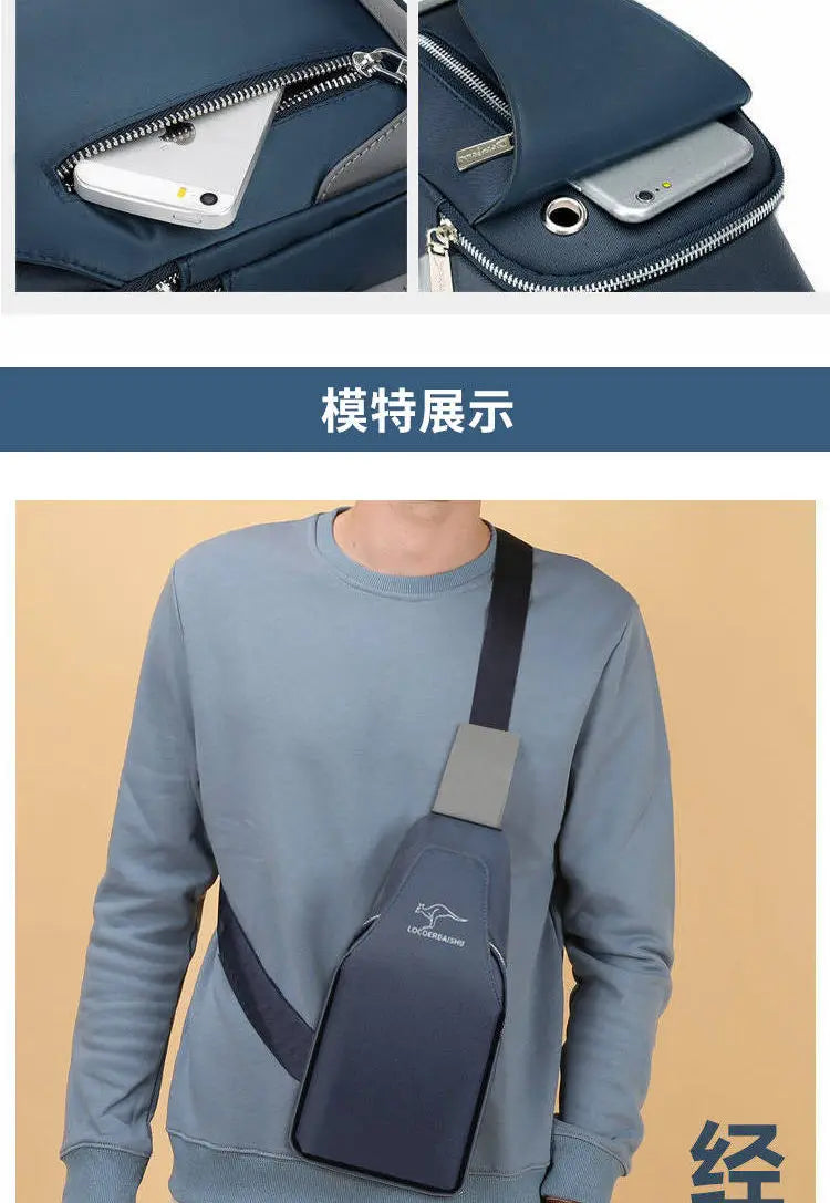 Men's Chest Bag New Fashion Korean Style Casual Sports Water Proof Oxford Chest Crossbody Bags for Men Shoulder Messenger Bag