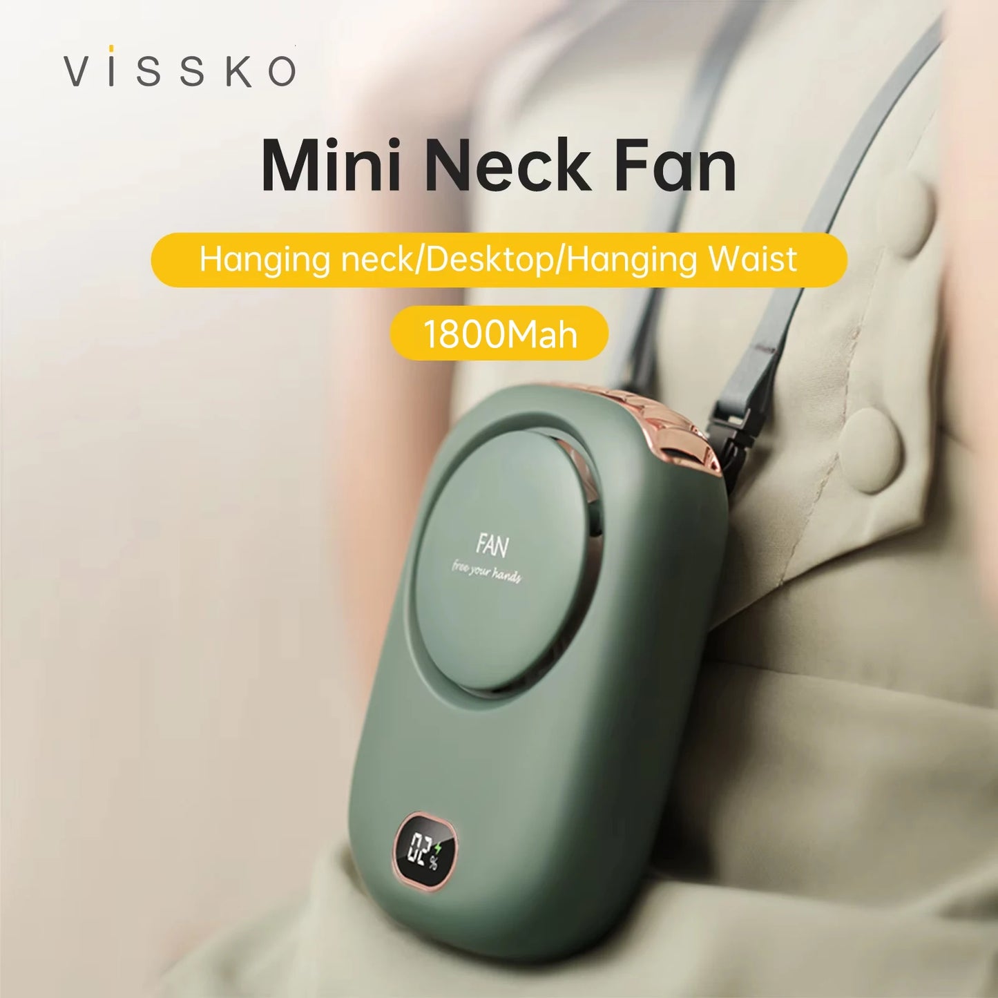 Bladeless Neck Fan – USB Rechargeable, 3 Speeds, Hands-Free Cooling