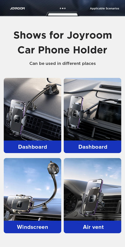 Joyroom 360° Car Phone Holder Mount – Dashboard, Air Vent & Curved Rod (JR-ZS259)