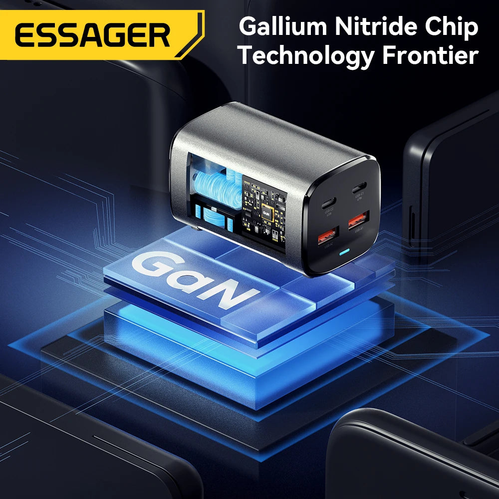 Essager 67W GaN Desktop Charger – 4-Port USB-C & USB-A Fast Charging