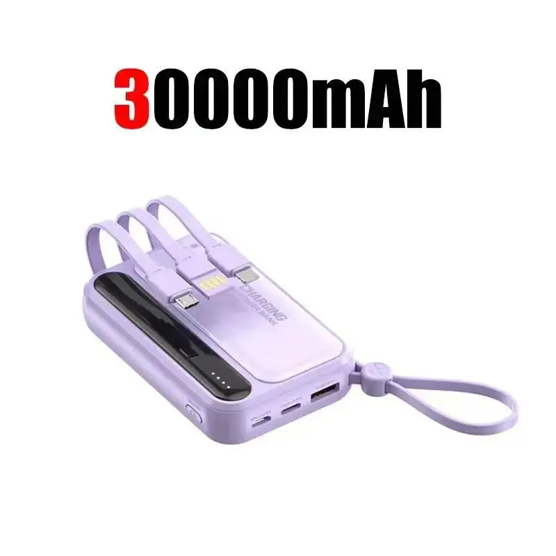 2026 500000mAh 4-in-1 Power Bank With Large Capacity Built-in Cable Digital Display Light Portable And Multifunctional Battery