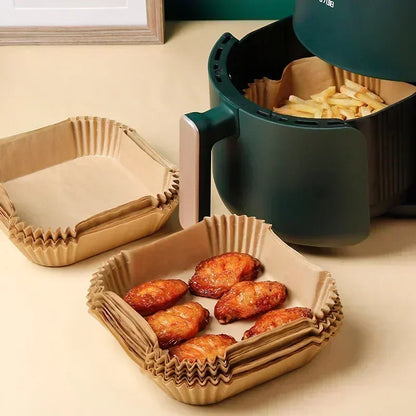 Air Fryer Disposable Paper Liners – Square & Round, Non-Stick Parchment (50–300 pcs)