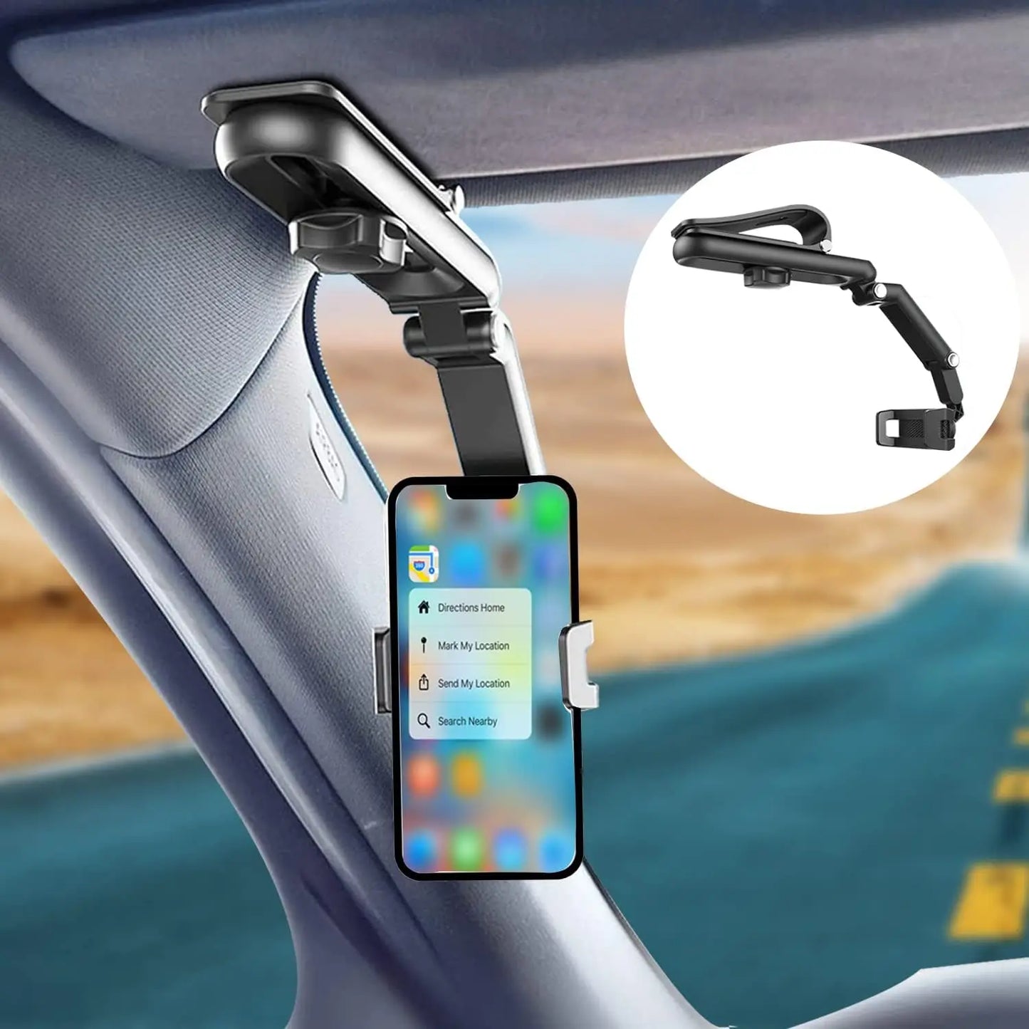 Car Sun Visor Phone Mount – 360° Adjustable Clip Holder