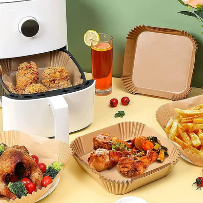 Air Fryer Disposable Paper Liners – Square & Round, Non-Stick Parchment (50–300 pcs)
