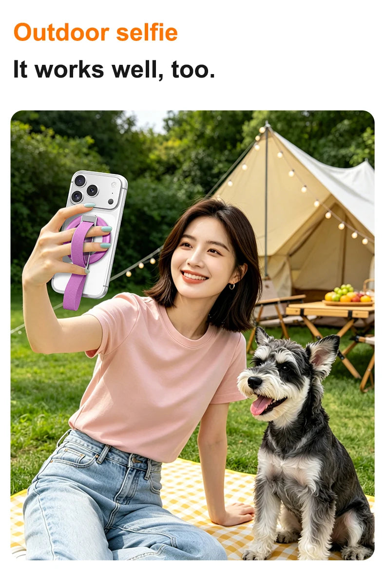 Magnetic Wrist Strap Phone Holder with 360° Ring Stand