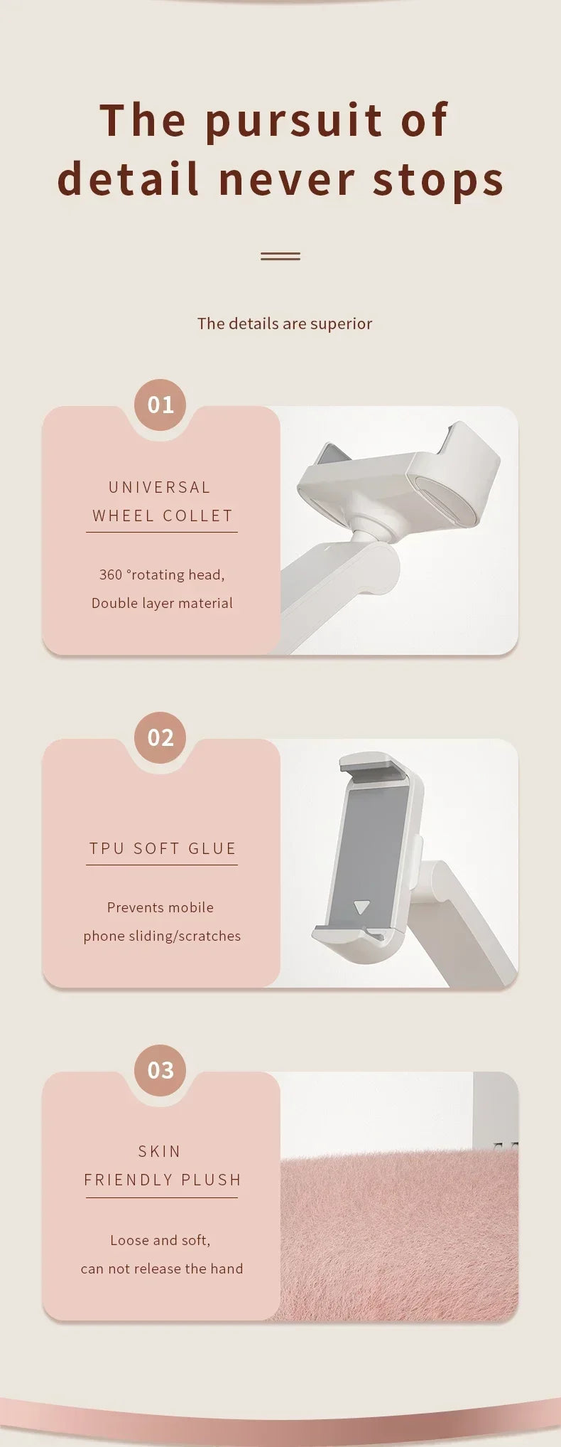 1PCS Desktop Pink Pillow Phone Holder Stand Adjustable Long Arm Smartphone Mount For iPhone 17 16 15 14 13 12 Samsung Xiaomi