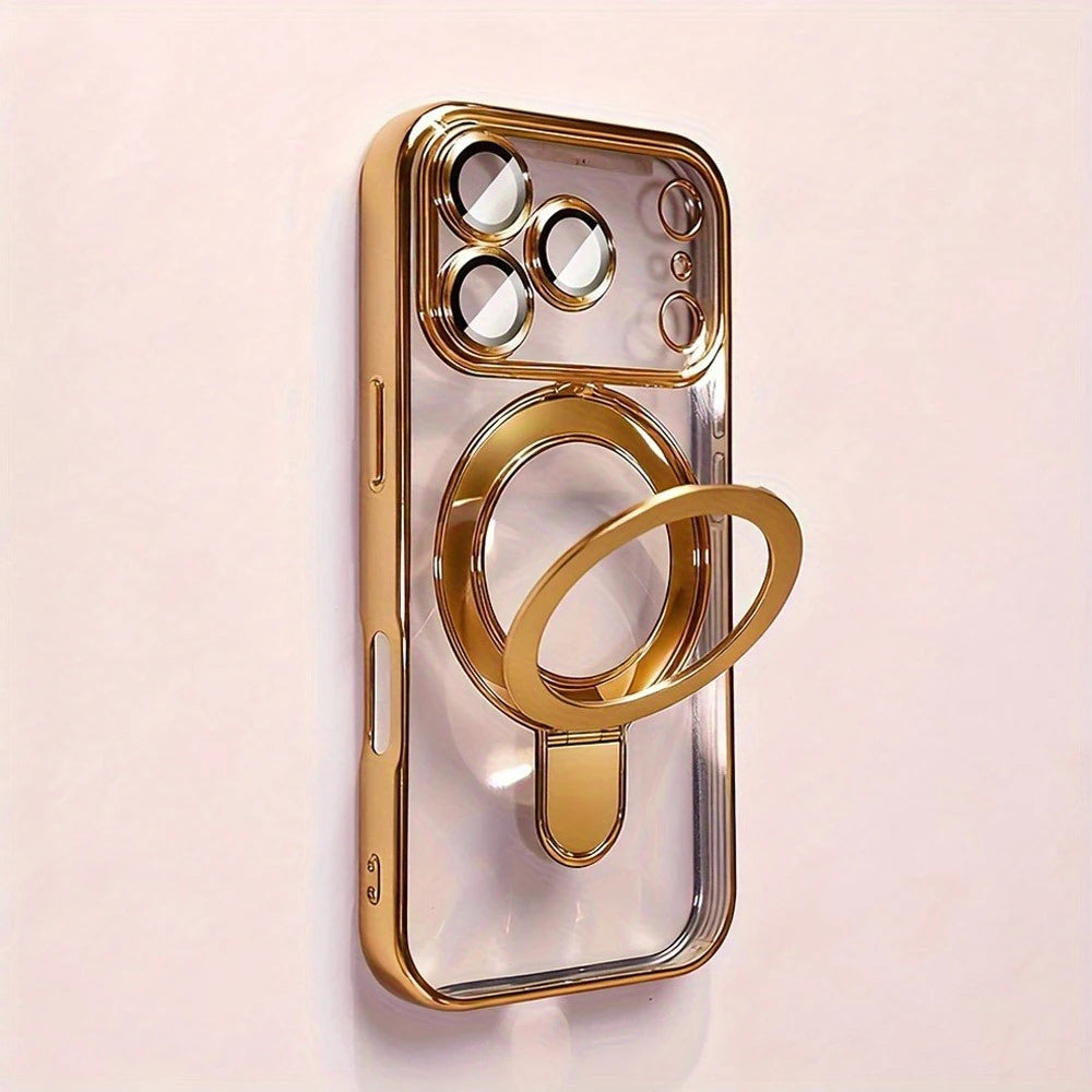 Luxury Plating Magnetic Bracket Phone Case For iPhones