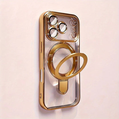 Luxury Plating Magnetic Bracket Phone Case For iPhones
