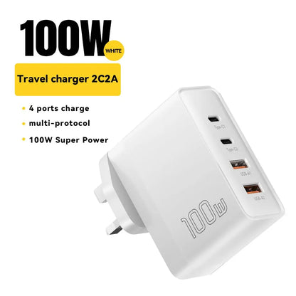 Essager 100W GaN Travel Charger – 3x USB-C & 1x USB-A Fast Charging