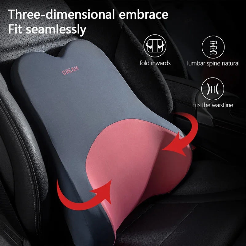 3D Memory Foam Car Headrest & Lumbar Support Pillow
