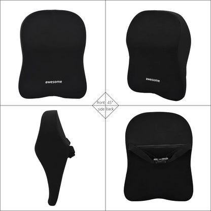 Memory Foam Car Lumbar & Neck Pillow – Universal Back Support Cushion