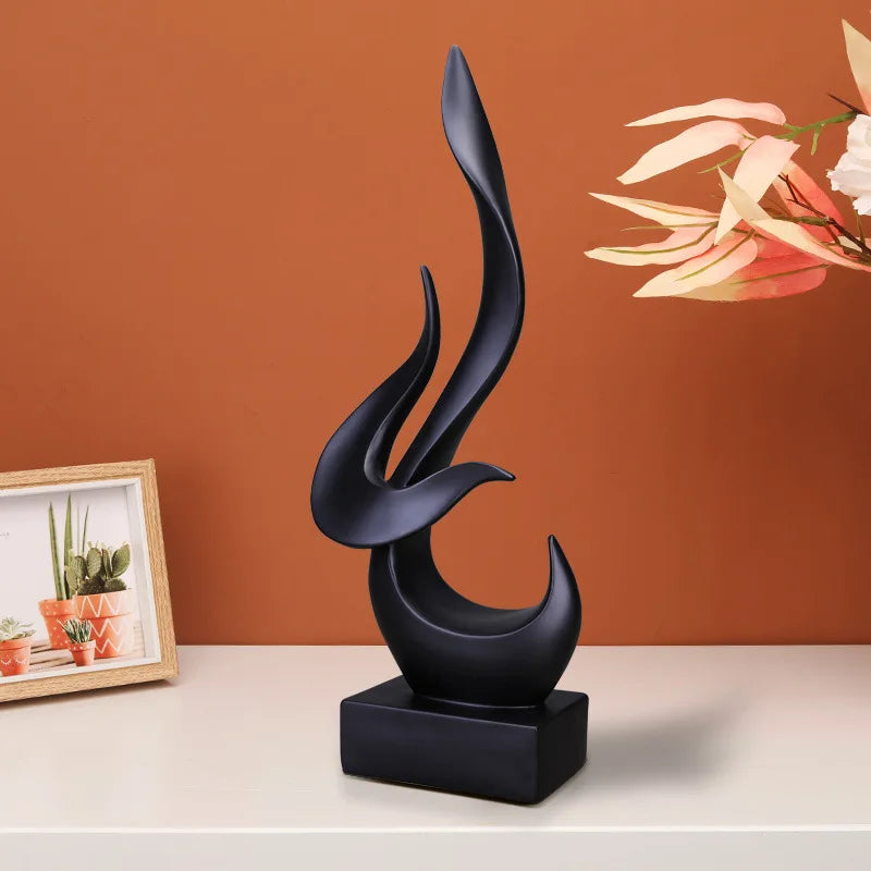 Abstract Flame Bird Sculpture – Resin Desk & Shelf Ornament