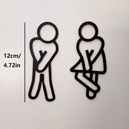 Funny Bathroom Door Sign – Acrylic Restroom Wall Sticker