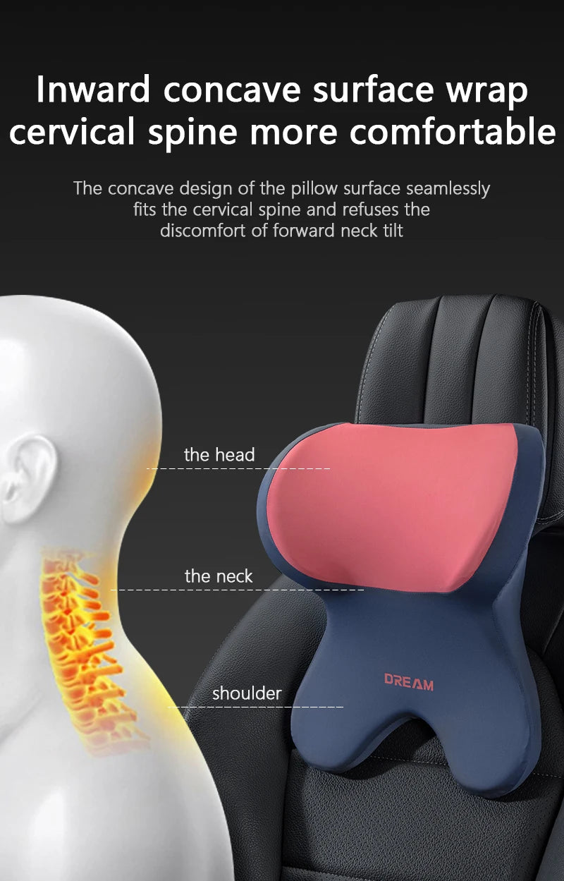 3D Memory Foam Car Headrest & Lumbar Support Pillow