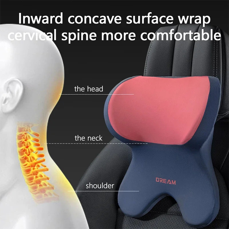 3D Memory Foam Car Headrest & Lumbar Support Pillow