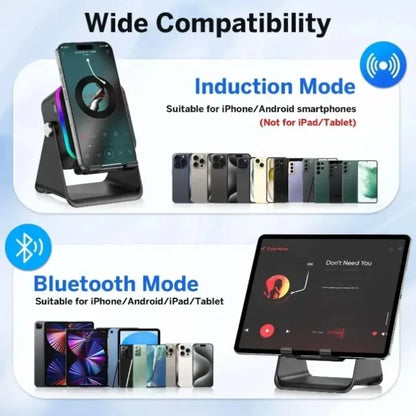 2-in-1 Phone Stand & Bluetooth Speaker with RGB Light