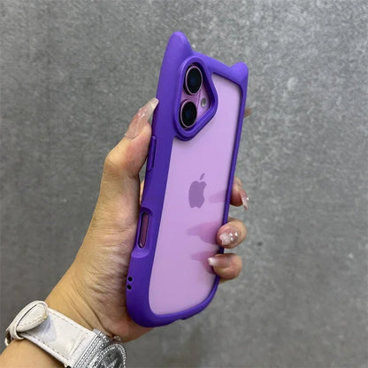 3D Cat Ear Cute Lanyard Magnetic Transparent Case For iPhone 17 Pro Max 16 15 14 13 12 Pro Max Plus Air Wristband Clear Cover