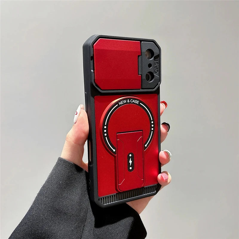 Bracket Holder Lens Protection For Magsafe Case For iPhone 17 16 13 15 14 11 12 Pro Max Plus 16e Shockproof Cases For iPhone Air