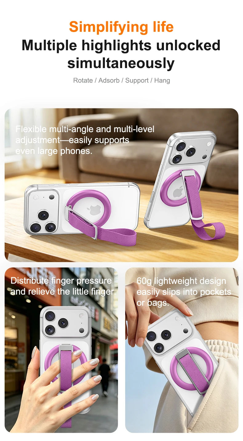 Magnetic Wrist Strap Phone Holder with 360° Ring Stand