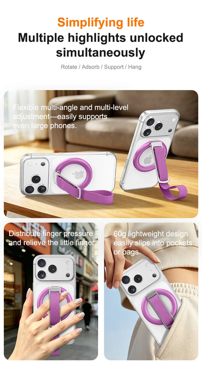 Magnetic Wrist Strap Phone Holder with 360° Ring Stand