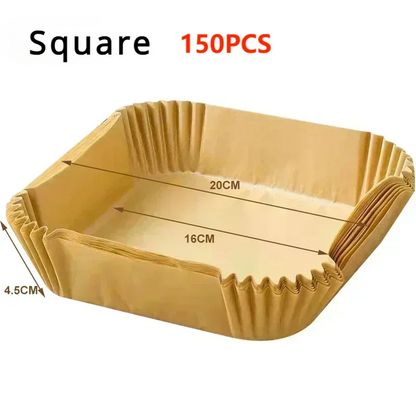 Air Fryer Disposable Paper Liners – Square & Round, Non-Stick Parchment (50–300 pcs)