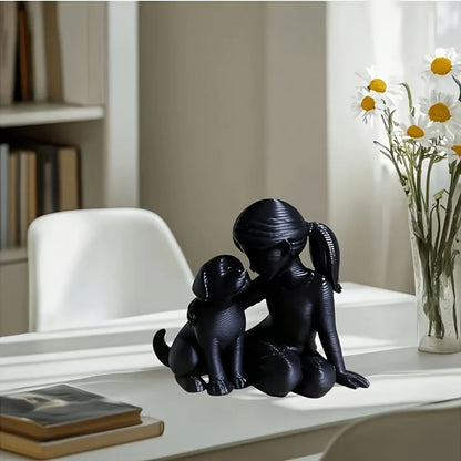 Girl and Puppy Sculpture – Cute Pet Lover Decorative Ornament