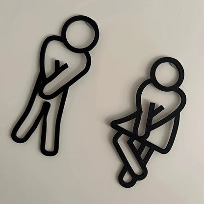 Funny Bathroom Door Sign – Acrylic Restroom Wall Sticker