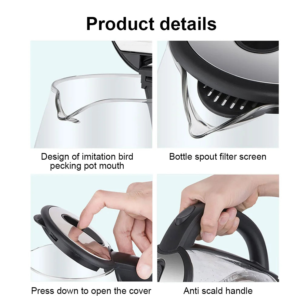 2L Glass Electric Kettle with Auto Shut-Off – Fast Boil, UK Plug