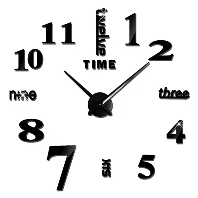 Large Roman Numeral Acrylic Mirror Wall Clock – DIY 3D Sticker