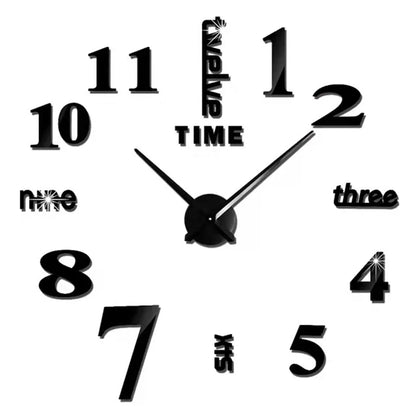 Large Roman Numeral Acrylic Mirror Wall Clock – DIY 3D Sticker
