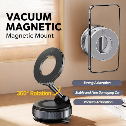 Magnetic Vacuum Car Phone Holder – Foldable 360° Navigation Mount