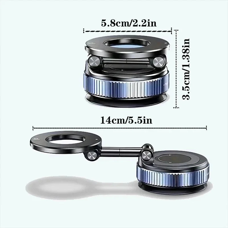 Magnetic Vacuum Car Phone Holder – Foldable 360° Navigation Mount