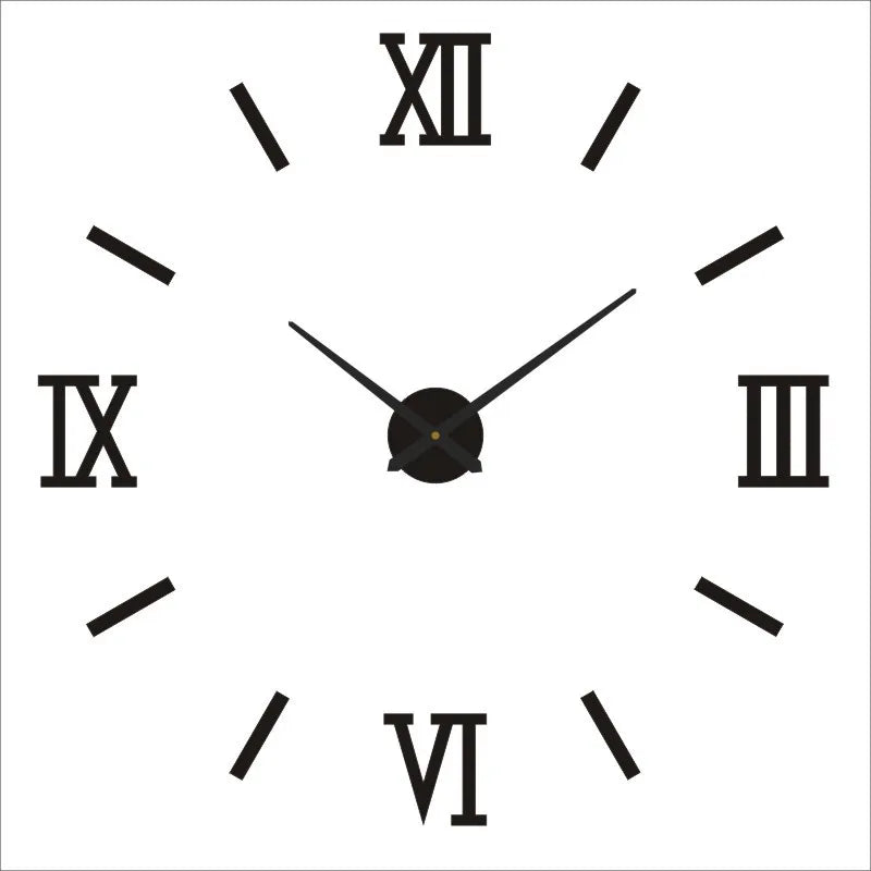 Large Roman Numeral Acrylic Mirror Wall Clock – DIY 3D Sticker