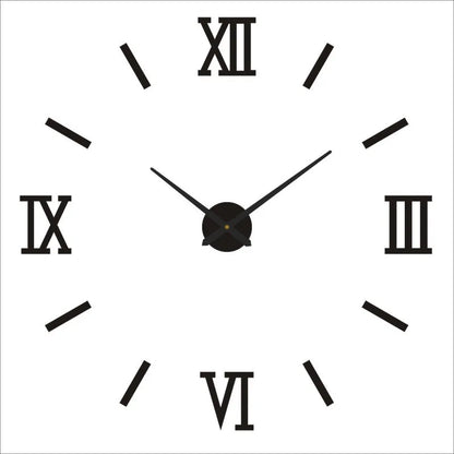 Large Roman Numeral Acrylic Mirror Wall Clock – DIY 3D Sticker