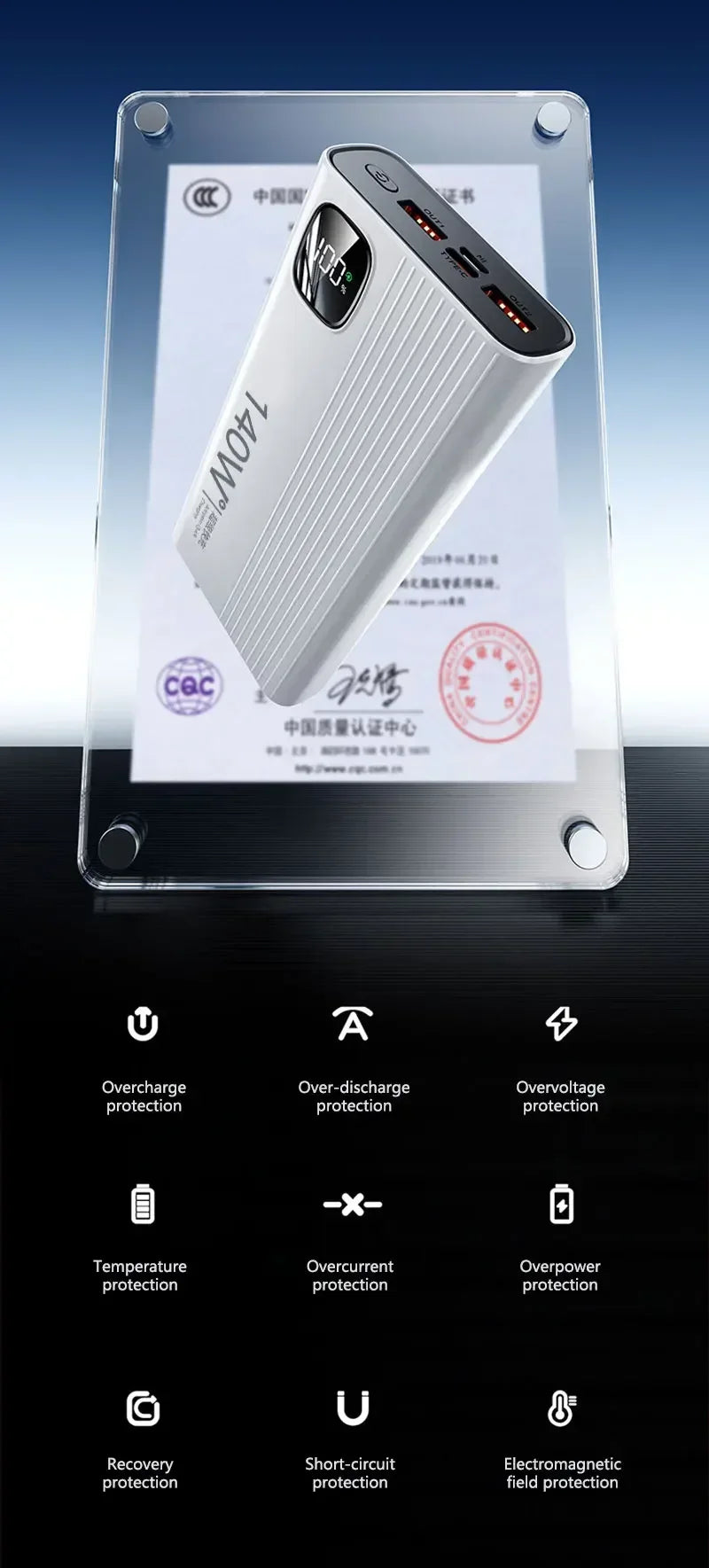 Lenovo 500000mAh 140W Power Bank Super Fast Charging Portable Powerbank External Battery Charger For Xiaomi iPhone 2026 NEW