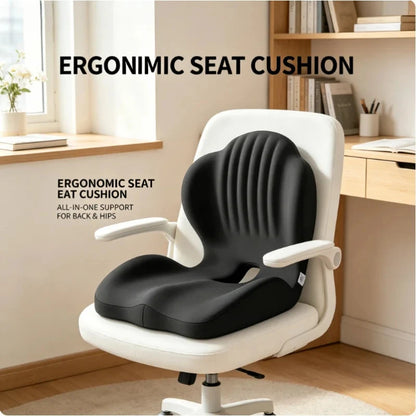 Ergonomic Memory Foam Seat Cushion with Lumbar Support Orthopedic Back Tailbone Sciatica Pain Relief for Office Chair Car