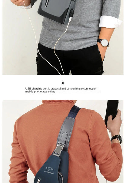 Men's Chest Bag New Fashion Korean Style Casual Sports Water Proof Oxford Chest Crossbody Bags for Men Shoulder Messenger Bag