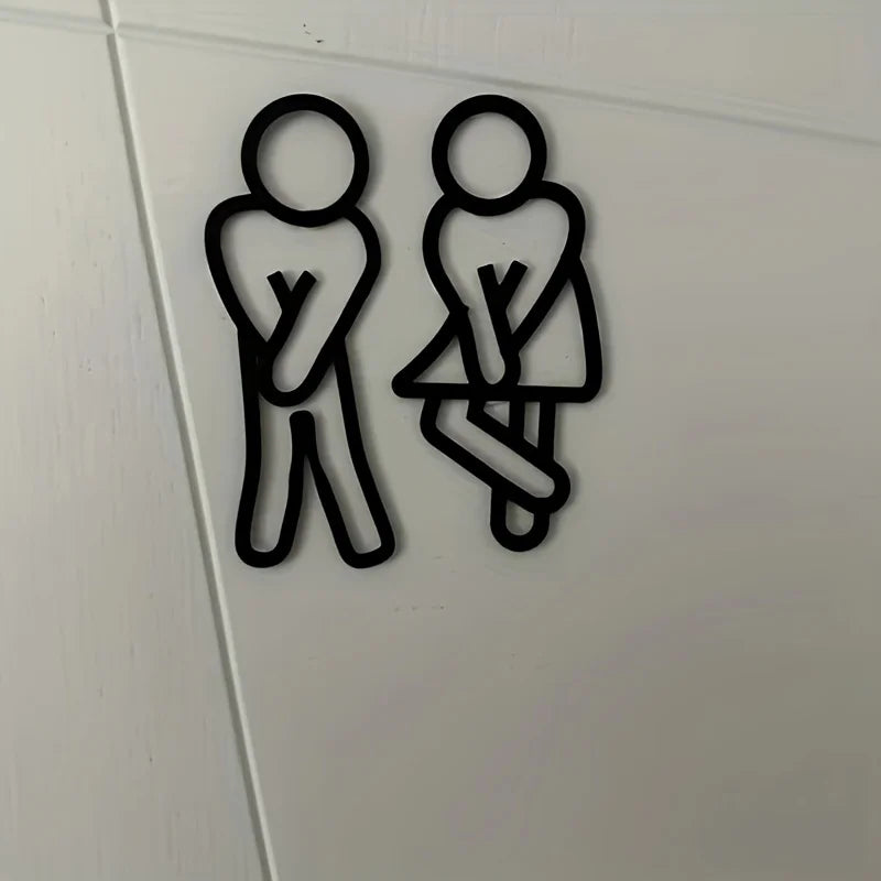 Funny Bathroom Door Sign – Acrylic Restroom Wall Sticker