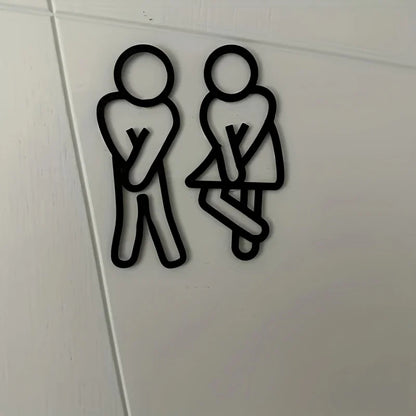 Funny Bathroom Door Sign – Acrylic Restroom Wall Sticker