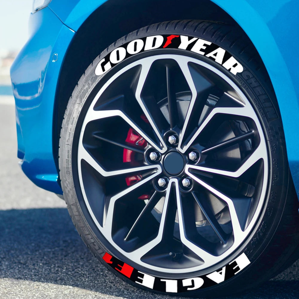 3D Car Tyre Lettering Stickers – Universal Wheel Decals (Set for 4 Tyres)