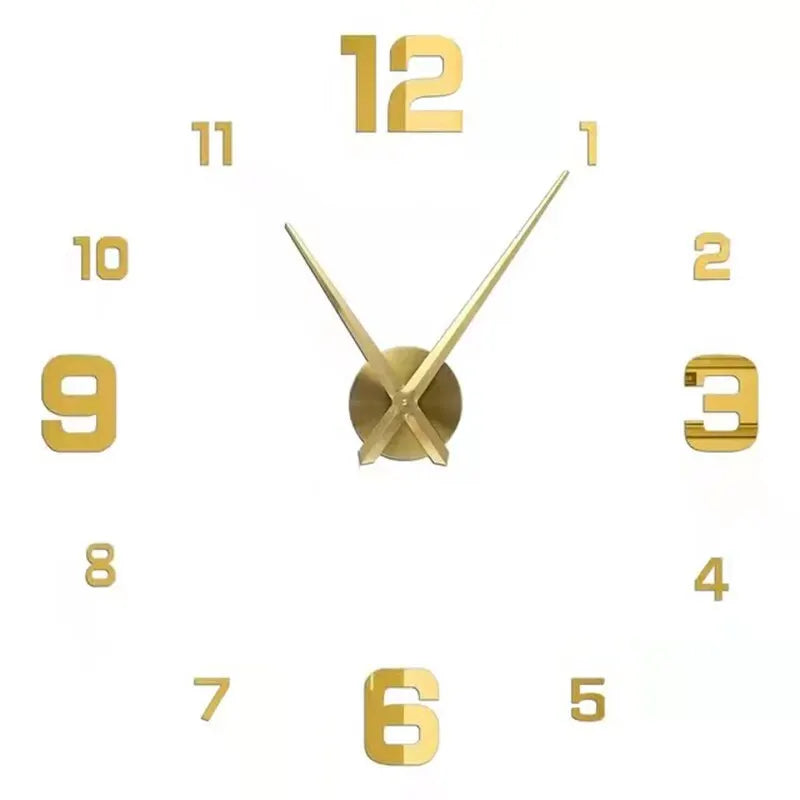 Large Roman Numeral Acrylic Mirror Wall Clock – DIY 3D Sticker
